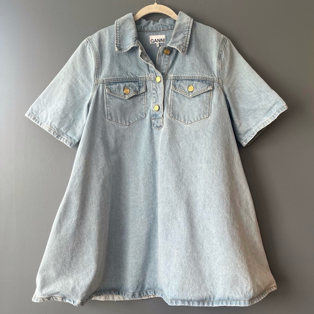 Ganni Cutline Denim Mini Dress - Picture 8 of 15